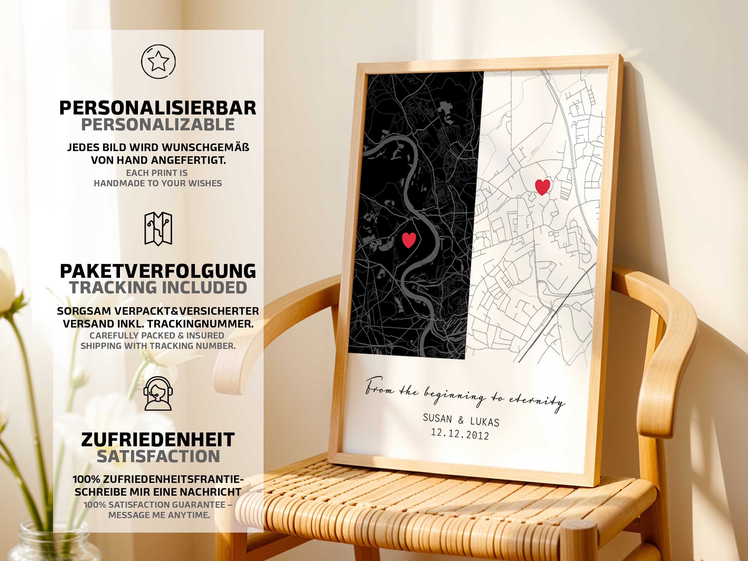 Kartenposter mit 2 Orten