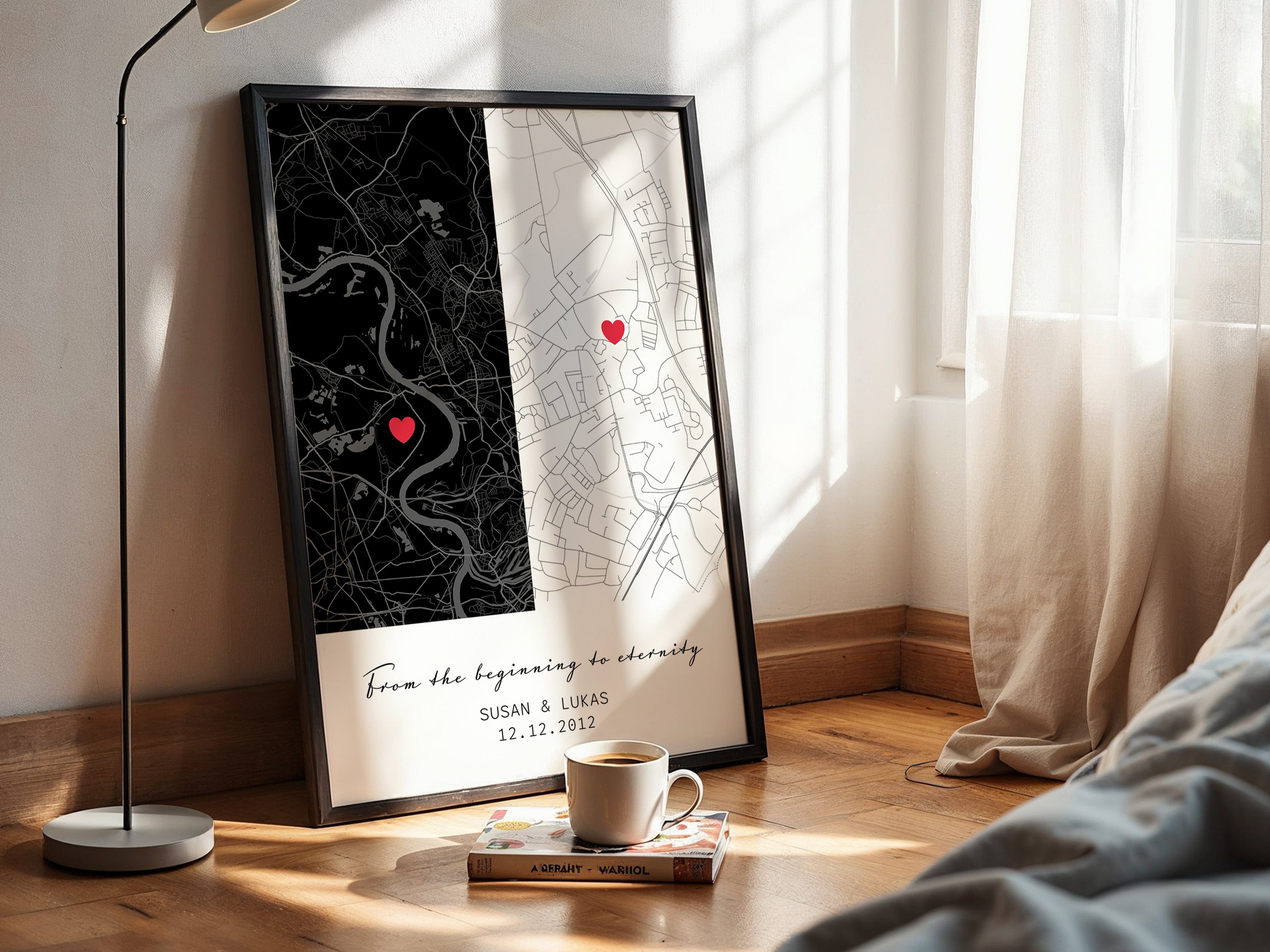 Kartenposter mit 2 Orten