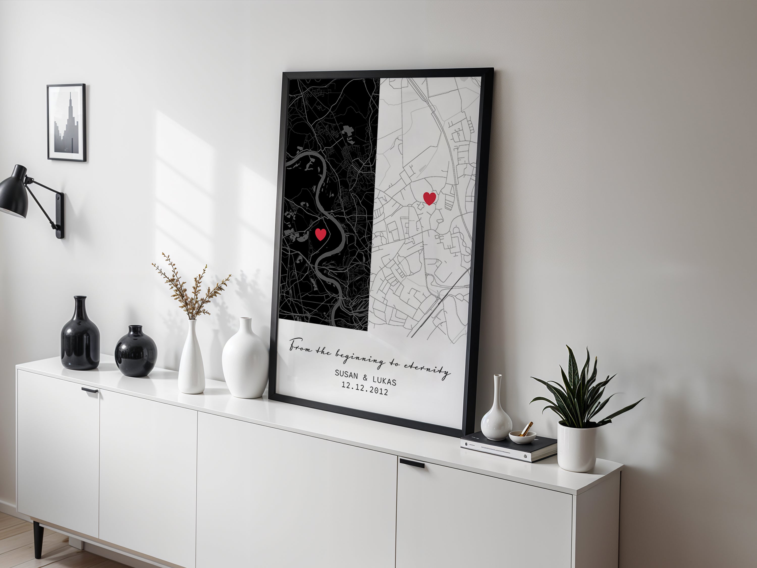 Kartenposter mit 2 Orten
