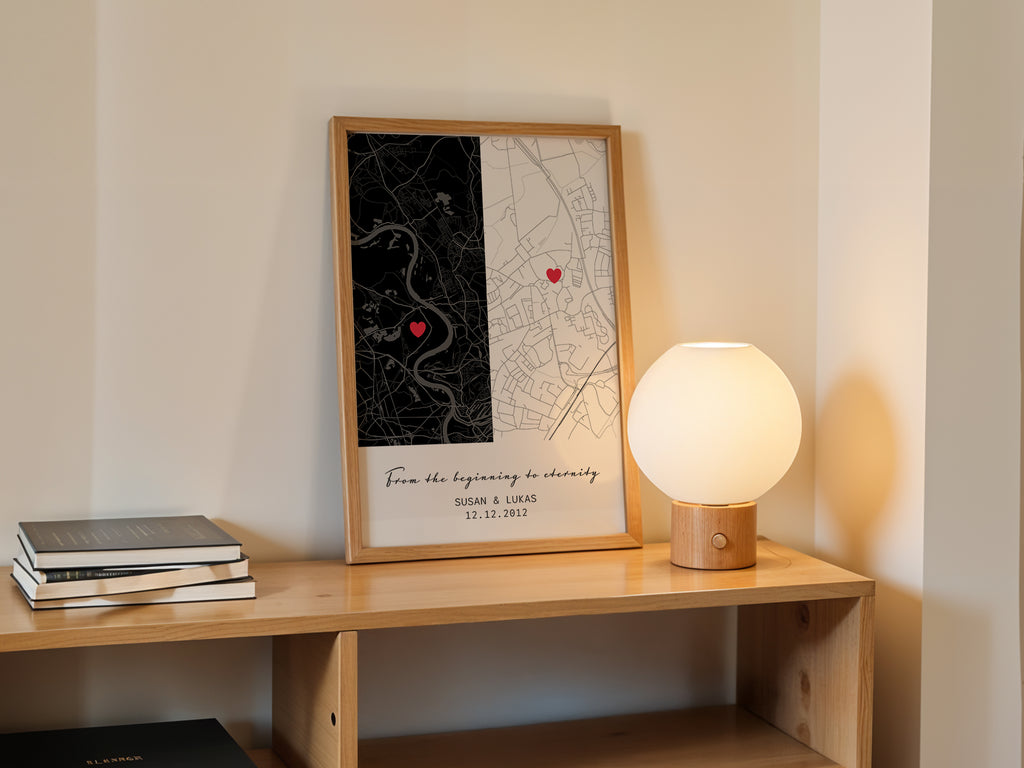 Kartenposter mit 2 Orten